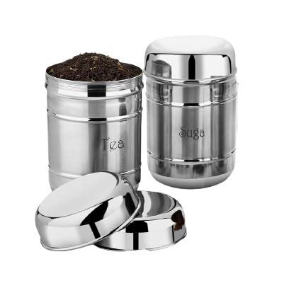 Buy Azna Stainless Steel Container, Storage Jar Set of 2, Tea, coffee ...