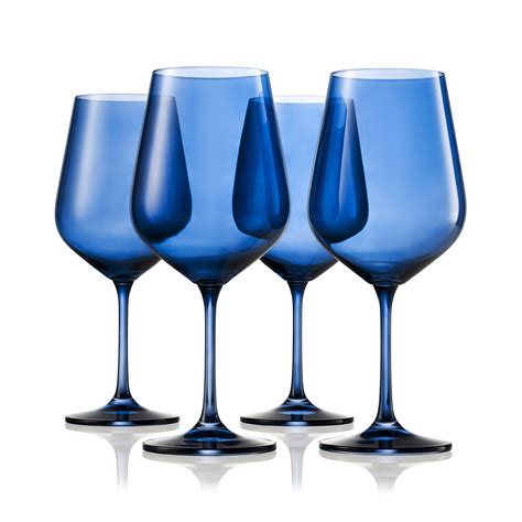 Godinger Set of 4 Navy Blue Wine Glasses | Ross-Simons