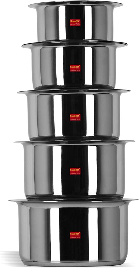 Buy Sumeet Stainless Steel Cook And Serve 5Pc Handi Set With Lids 1 , 1 ...