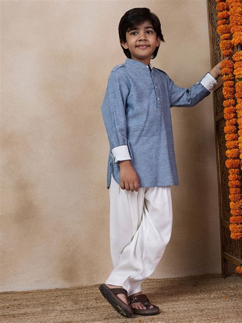 Shop Boys Band Collar Straight Kurta With Salwar (KP-GREYCHEMBREY) Online