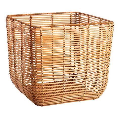 Found & Fable Brown Natural Square Rattan Storage Basket, Small