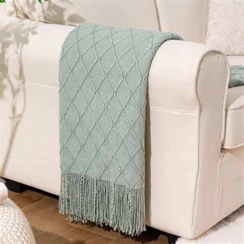Battilo Light Blue Throw Blanket,Boho Bed Throws for Living Room, Sage ...