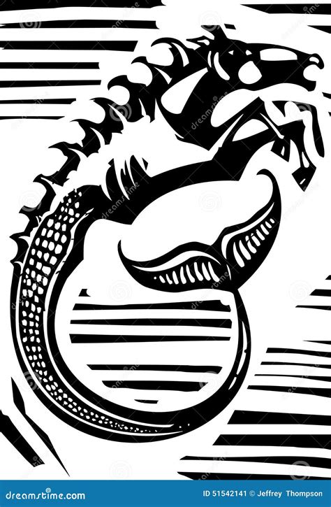 Mythological Hippocampus stock vector. Illustration of neptune - 51542141