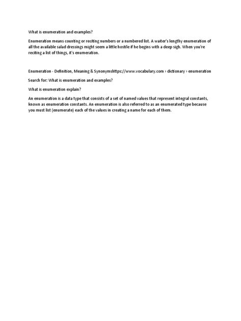 Image result for Example Instruction for Enumeration Examples