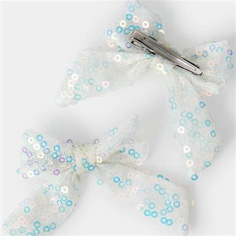 Kids Sequin Bow Hair Clips Set Of 2