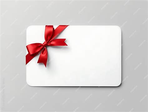Premium Photo | Blank white gift card with red bow on gray background