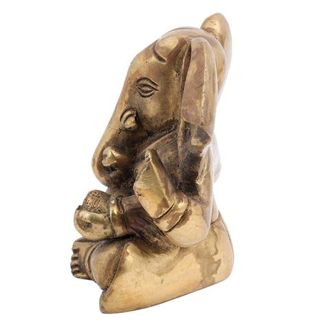 Brass Ganesha Statue Blessing Pose And Large Ears
