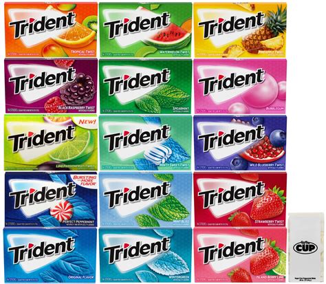Trident Sugar Free Chewing Gum Assortment 15 Flavor 14 Stick ...