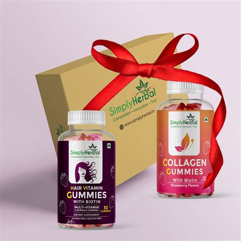 SimplyHerbal Vitamin Gummies Hair, Skin & Nail Health Combo Pack ( Col