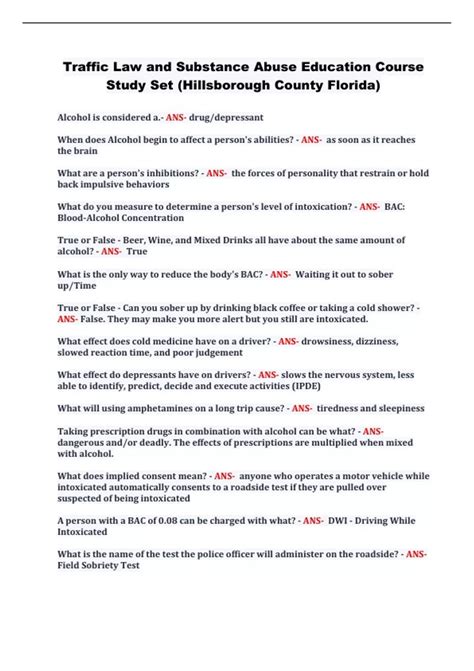 Traffic Law and Substance Abuse Education Course Study Set ...