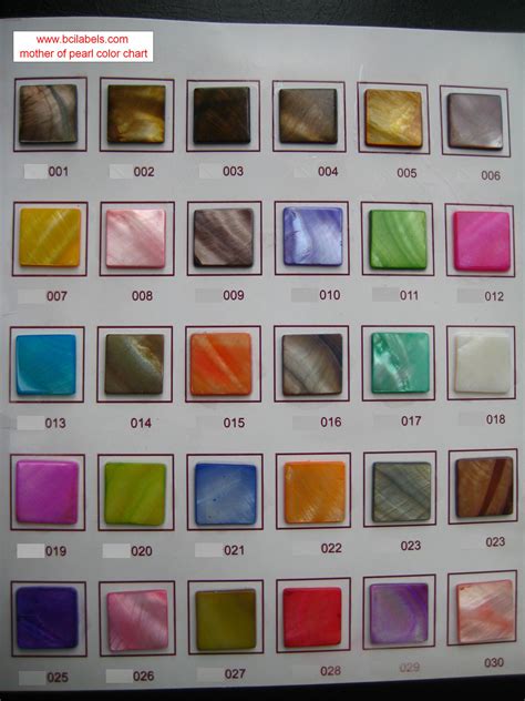 Pearl Paint Colors Chart