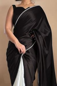 Buy PD CLOTH VILLA Embellished, Solid/Plain Bollywood Satin Black ...