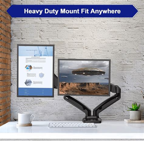 Dual Monitor Stand Gas spring upto 27" Monitor (Flange/Clamp Mount ...
