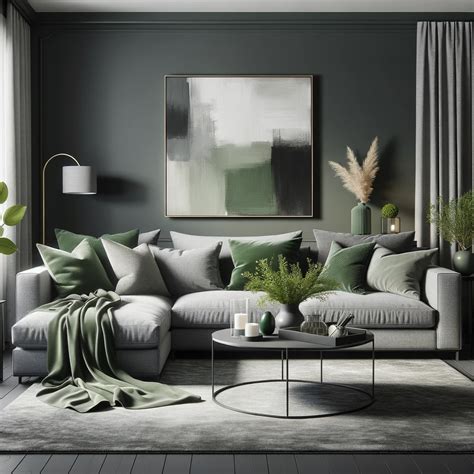 charcoal gray and sage green living room | Living room decor gray ...
