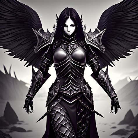 fallen angel, dark, paladin, androgynous, fantasy, armor - Arthub.ai