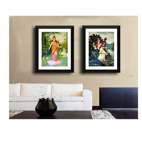 Tallenge Raja Ravi Varma Paintings Lakshmi and Saraswati Framed Poster ...