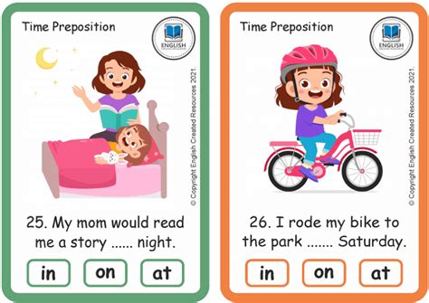 Grammar Activity: Prepositions of Time | Task Cards
