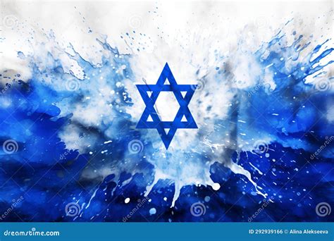 Israeli Flag With A Star Of David Paint Splash Banner. Patriotic Concept With National State ...