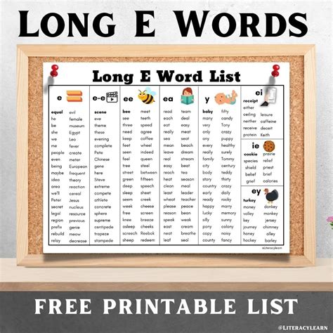 233+ Long E Words (Free Printable List) - Literacy Learn
