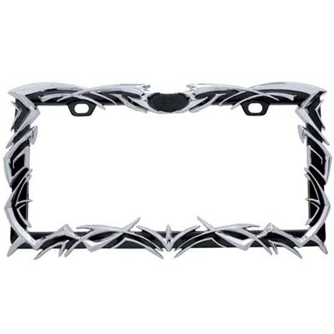 Black / Chrome Tribal Flame License Plate Frame - 4 State Trucks