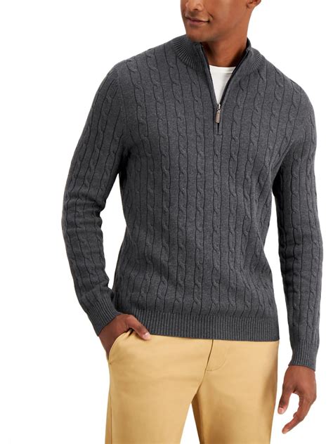 Club Room Mens Cotton 1/4-Zip Pullover Sweater - Walmart.com