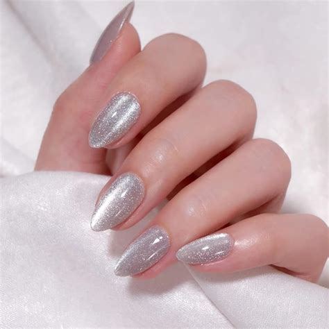 VIKSON INTERNATIONAL 24 pcs press on Grey Cats eye | almond shape ...