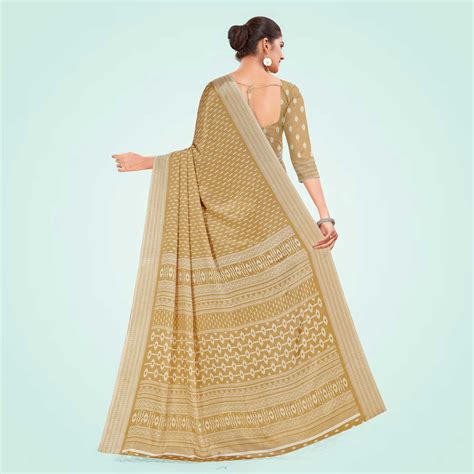 Women's Premium Silk Chiffon Small Butty Housekeeping Uniform Saree ...