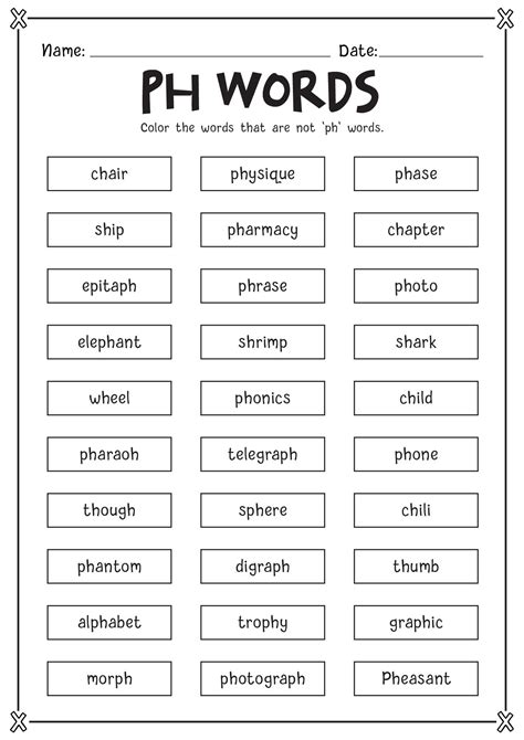 Ph Words Worksheets | Phonics worksheets, Phonics, Phonics worksheets free