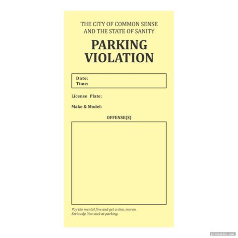 Parking Violation Template - Content Calendar Template