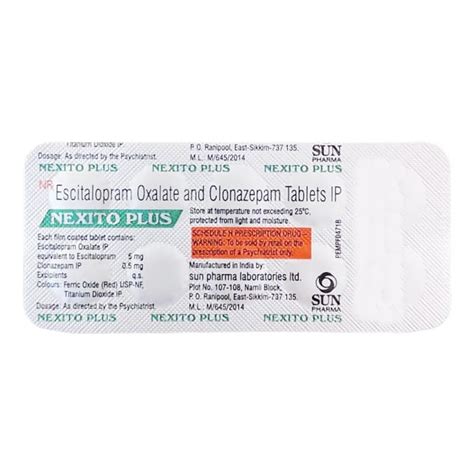 Nexito Plus Tablet - Buy Online, Uses, Dosage and Price | PillO