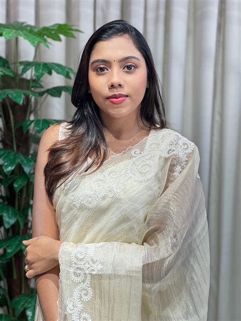 Machine Embroidery Detailed Crushed Shimmer Organza Saree | BLD2000 ...
