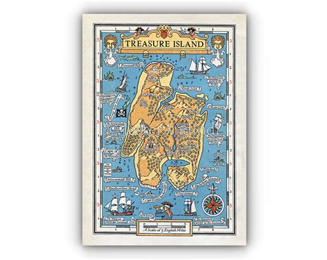 Treasure Island Map by Monro Orr Pirate Pictorial Map. A3 or | Etsy ...