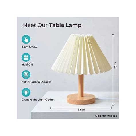 Buy The Better Home White Table Lamp Wooden Base & Fabric Shade Online