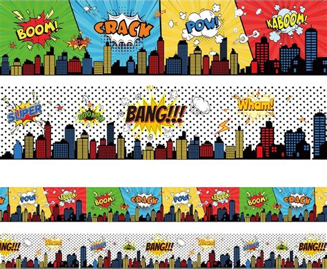 Gisgfim 67ft Super Theme Hero Bulletin Board Borders Stickers Super ...