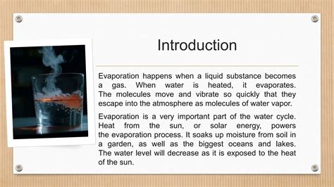 Presentation on Evaporation, its process and factors affecting ...