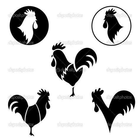 Beautiful Silhouette of a Chicken and Cockerel