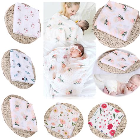 Baby Blanket Muslin Swaddle Wraps Cotton Newborn Muslin Blankets 110 x ...