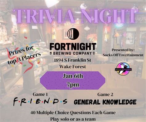 Trivia Night at Fortnight Wake Forest (FRIENDS & General Knowledge ...