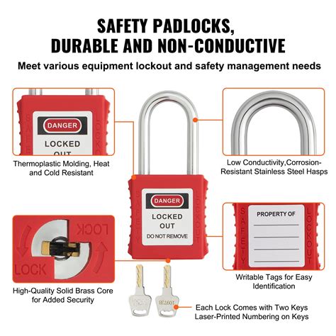 VEVOR Lockout Tagout Locks Set, 10 PCS Red Safety Lockout Padlocks ...