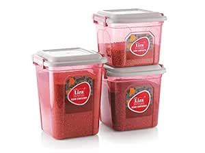 Liza Airtight Plastic Square Food Storage Container Set for Kitchen ...