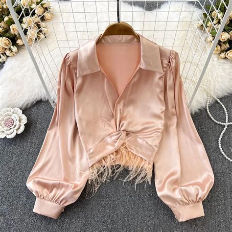 Catherine Feather Satin Top – Label Frenesi Fashion