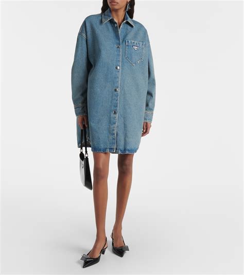 Oversized denim shirt dress in blue - Prada | Mytheresa