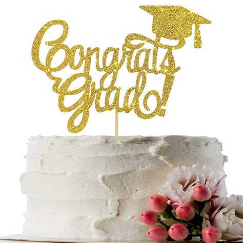 INNORU Gold Glitter Congrats Grad Cake Topper - Class of 2019 Graduate ...
