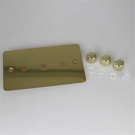 Varilight Ultraflat Polished Brass 3 Gang Rotary Dimmer Matrix Kit | UKES