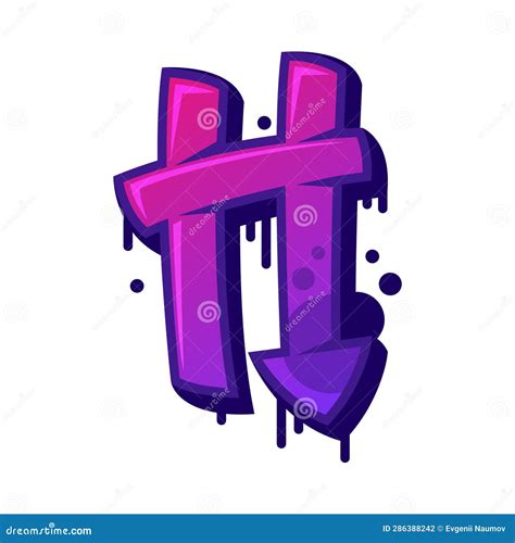 Graffiti Alphabet Purple Font and Uppercase Letter H Vector ...