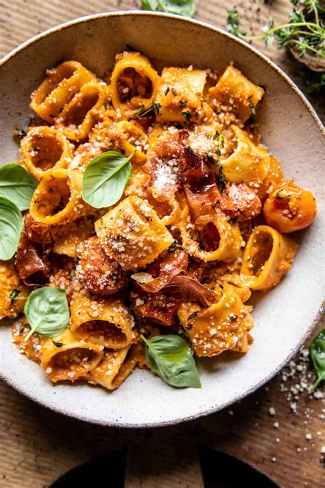 Creamy Roasted Tomato Ricotta Pasta with Crispy Prosciutto. - Half ...