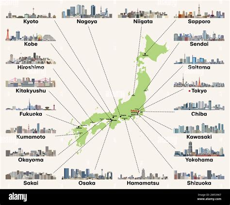 Japan map with main cities skylines. Vector illustration Stock Vector Image & Art - Alamy