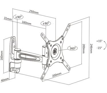 Multibrackets M VESA Flexarm 360 II Black 75 100 200: beste prijs ...