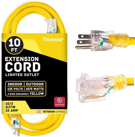 Amazon.com: Thonapa 10 Gauge Extension Cord 10 ft, Weatherproof Heavy ...