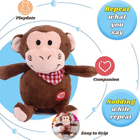 Buy Hopearl Talking Monkey Repeats What You Say Nodding Electric ...